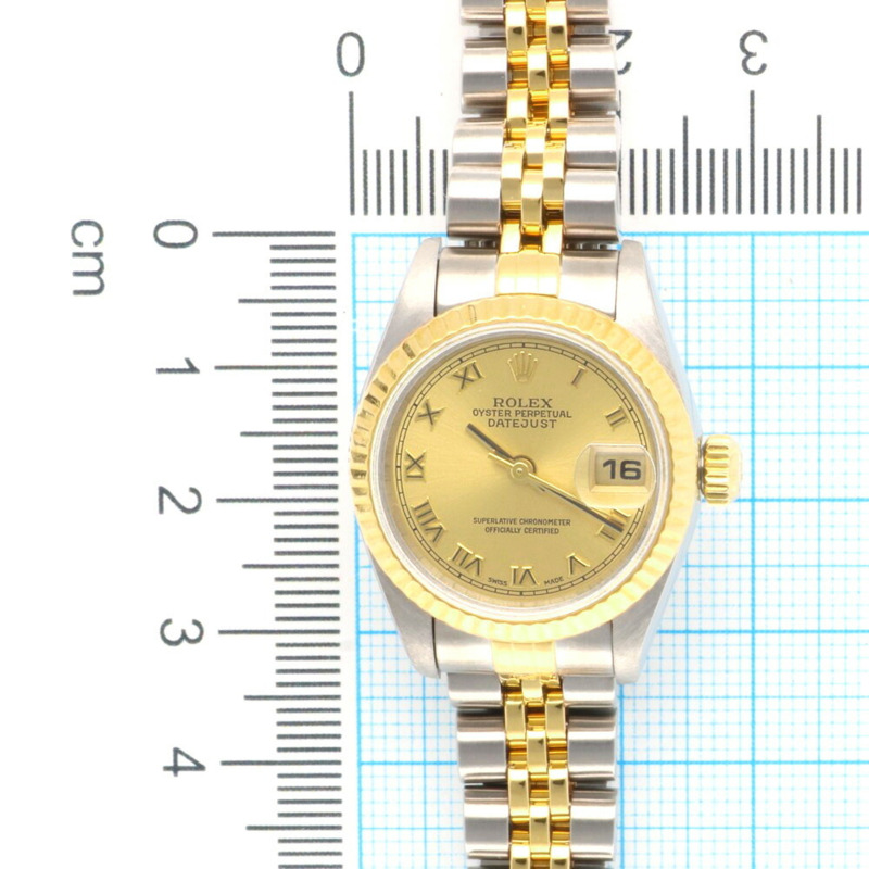 勞力士蠔式恆動日誌型腕錶，不銹鋼材質，型號79173，自動上鍊，經全面翻新和拋光，K字編號，女士款，羅馬數字時標。-10