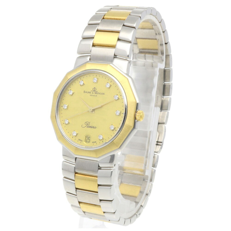 名士 (Baume & Mercier) Riviera 系列腕錶,不鏽鋼材質,型號 5131,石英機芯,男士款,經重新拋光,鑲嵌 11 顆鑽石。-2