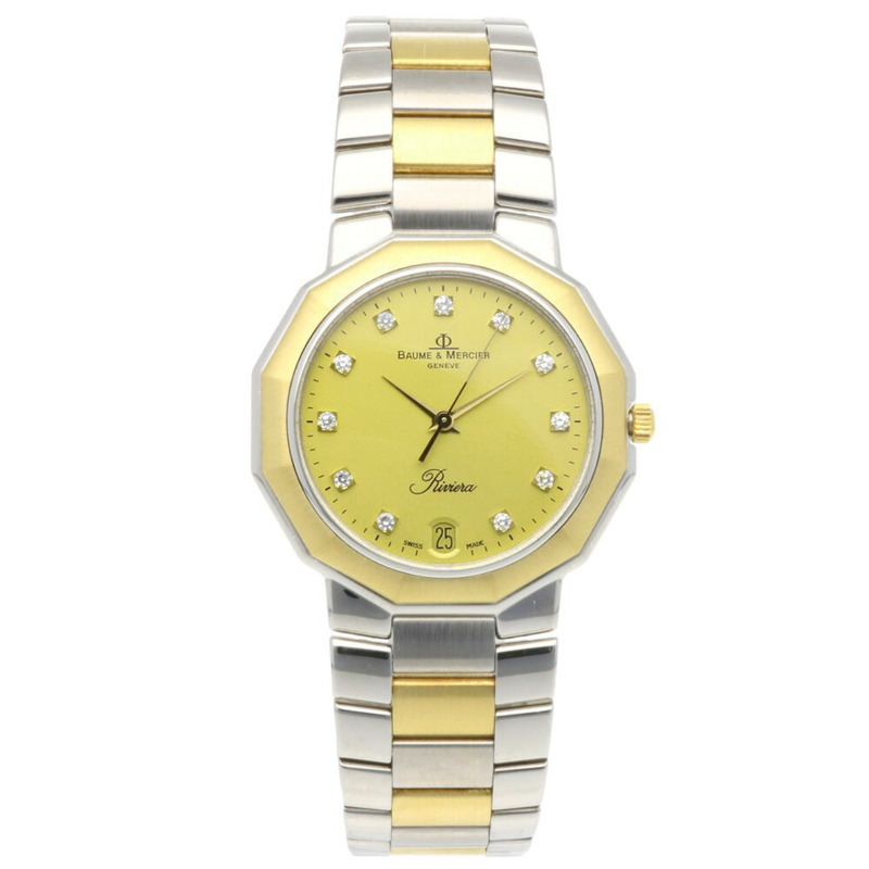 名士 (Baume & Mercier) Riviera 系列腕錶,不鏽鋼材質,型號 5131,石英機芯,男士款,經重新拋光,鑲嵌 11 顆鑽石。-7