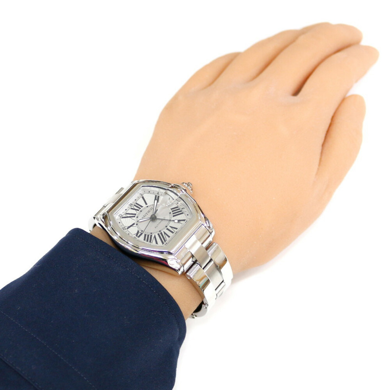 卡地亞 Roadster GMT腕錶,不鏽鋼材質,2722自動上鍊機芯,已翻新,男士款,卡地亞羅馬數位時標-1