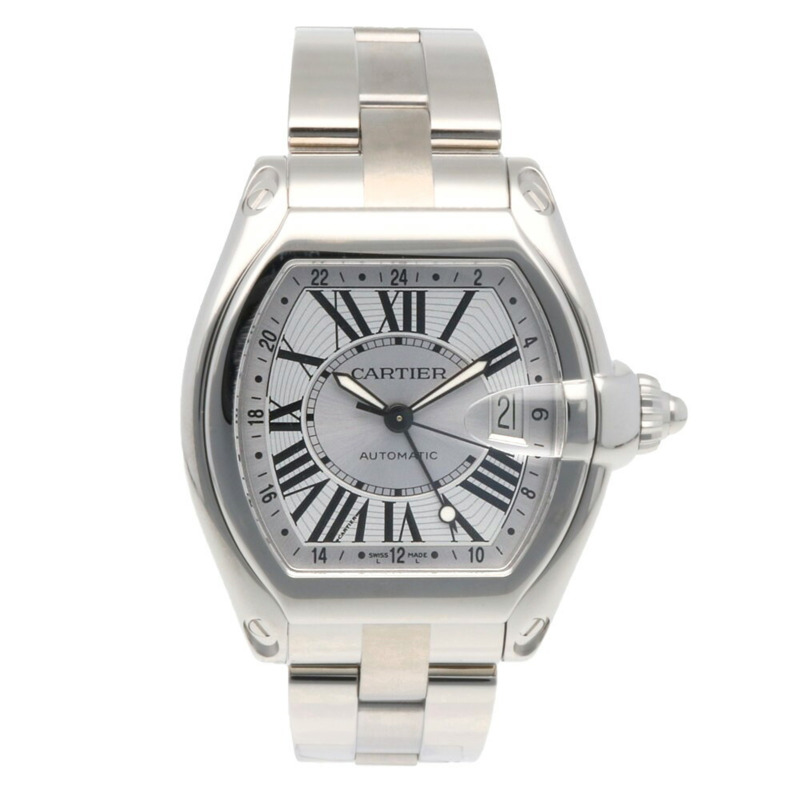 卡地亞 Roadster GMT腕錶,不鏽鋼材質,2722自動上鍊機芯,已翻新,男士款,卡地亞羅馬數位時標-7