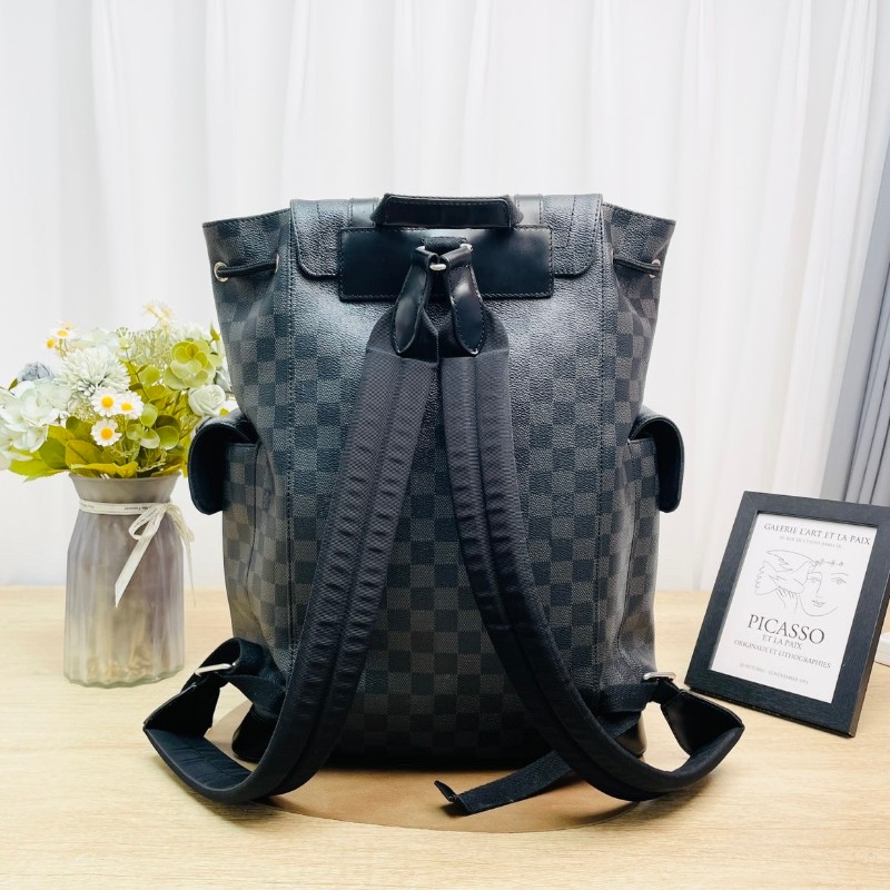 LV christopher 黑棋盤格雙肩包登山包-1