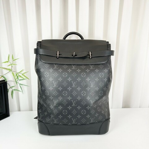 LOUIS VUITTON Steamer 經典老花鎖扣百搭通勤 帆布 小盒子書包背包雙肩包