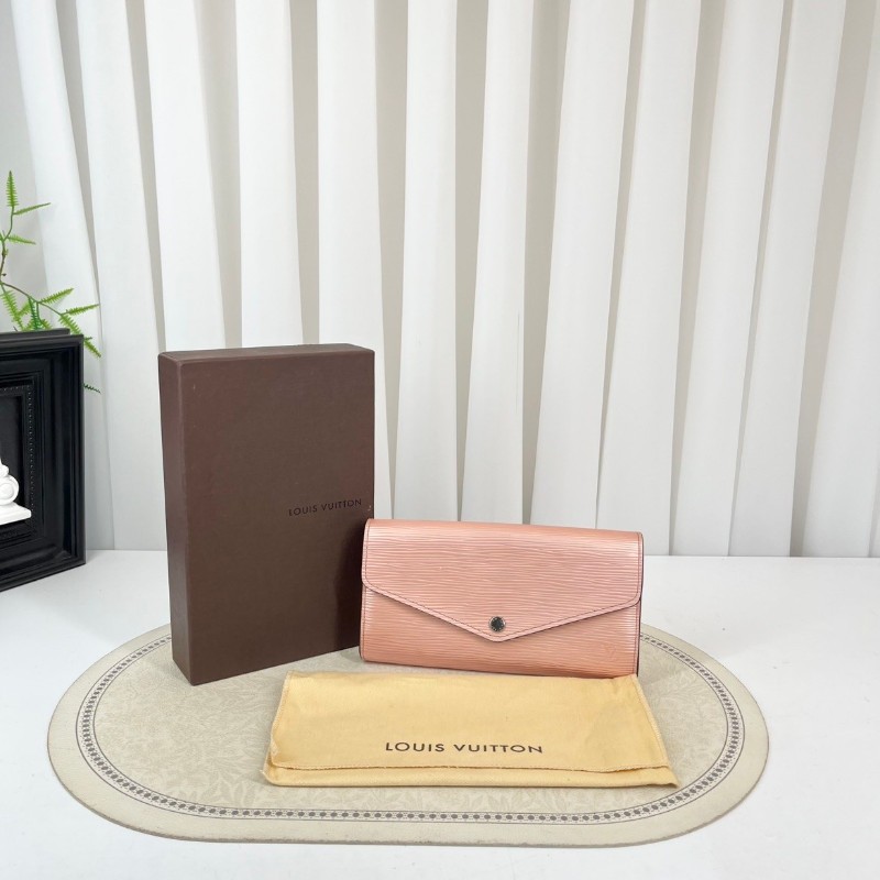 LV 粉色epi水波紋長夾錢包-0