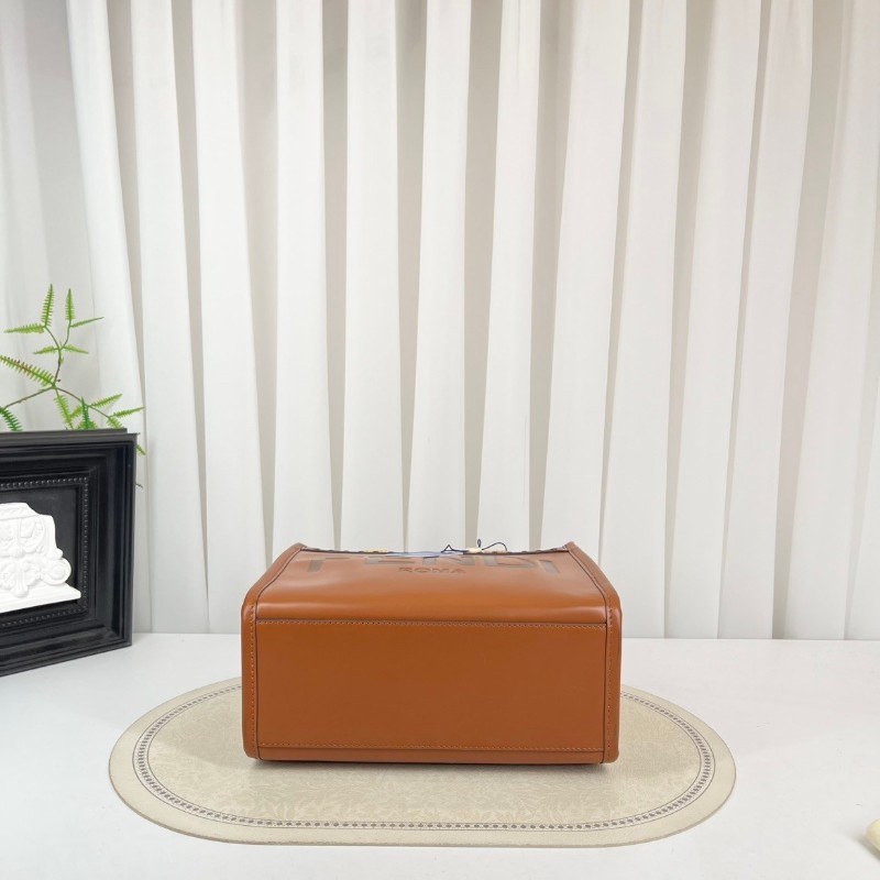 FENDI 焦糖色中號托特包 大氣復古範 琥珀色玳瑁手柄配金色五金-4