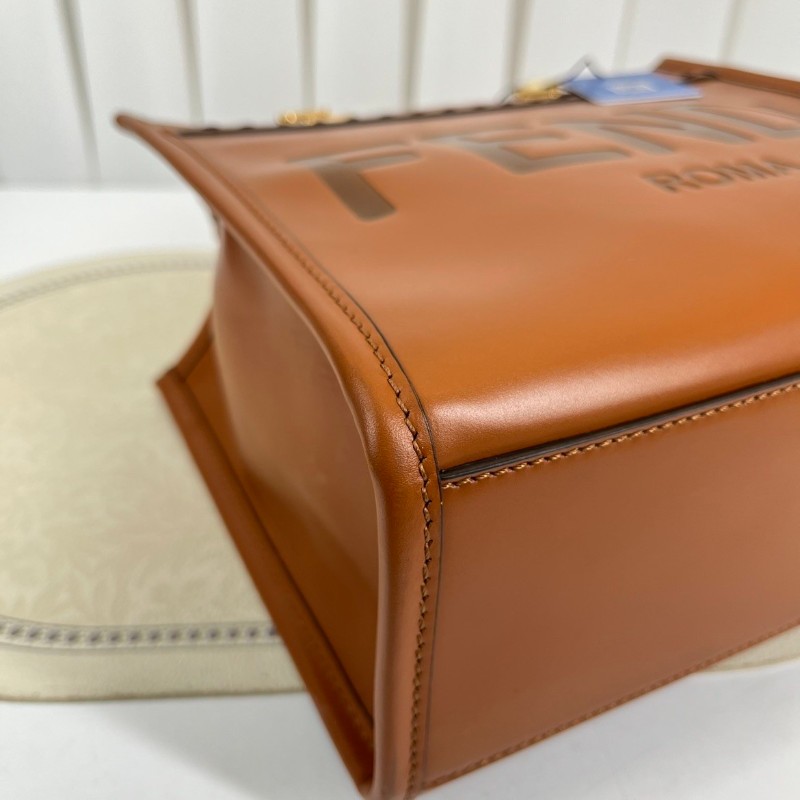 FENDI 焦糖色中號托特包 大氣復古範 琥珀色玳瑁手柄配金色五金-7