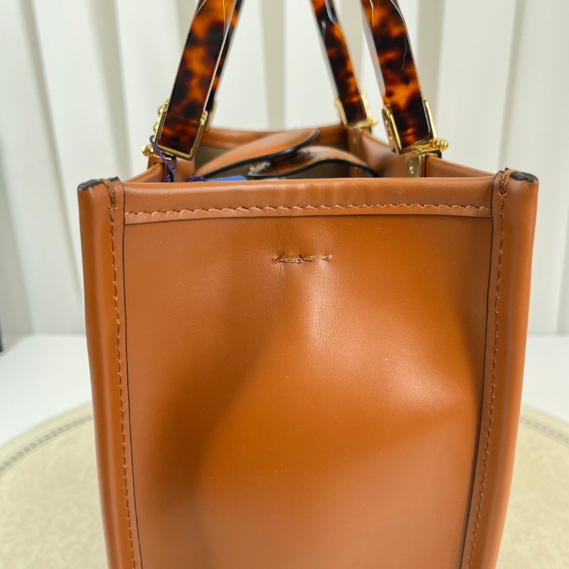 FENDI 焦糖色中號托特包 大氣復古範 琥珀色玳瑁手柄配金色五金-12