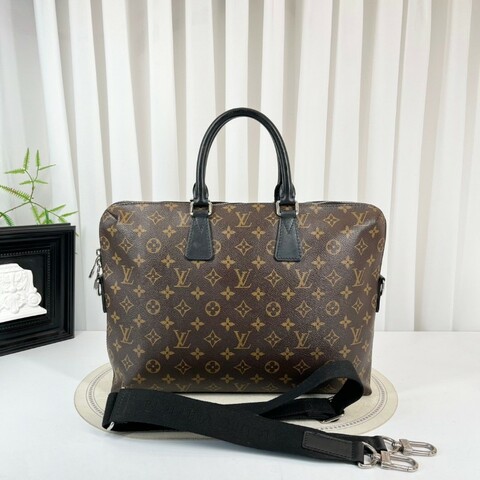 LV 老花電腦公事包 可拆卸肩帶