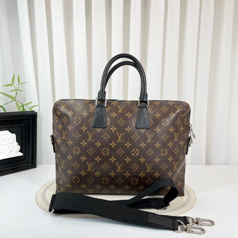 LV 老花電腦公事包 可拆卸肩帶-1