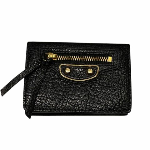 BALENCIAGA 巴黎世家 NEO CLASSIC 短夾 皮革 黑色 金釦