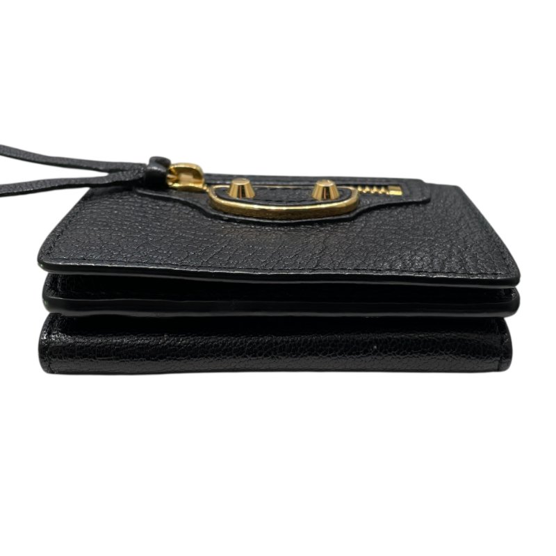 BALENCIAGA 巴黎世家 NEO CLASSIC 短夾 皮革 黑色 金釦-4