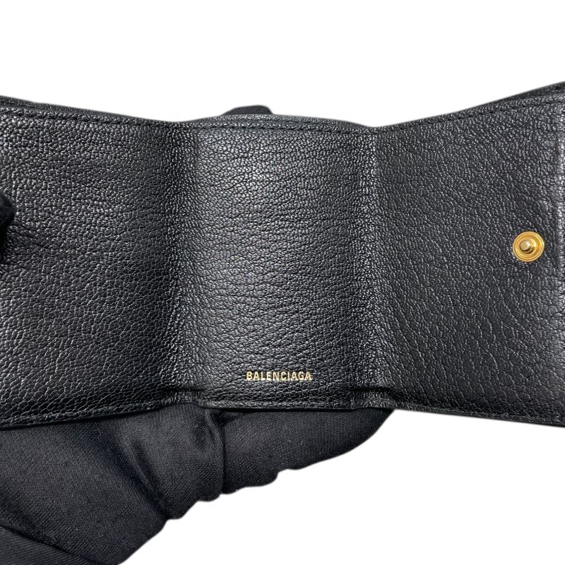 BALENCIAGA 巴黎世家 NEO CLASSIC 短夾 皮革 黑色 金釦-12