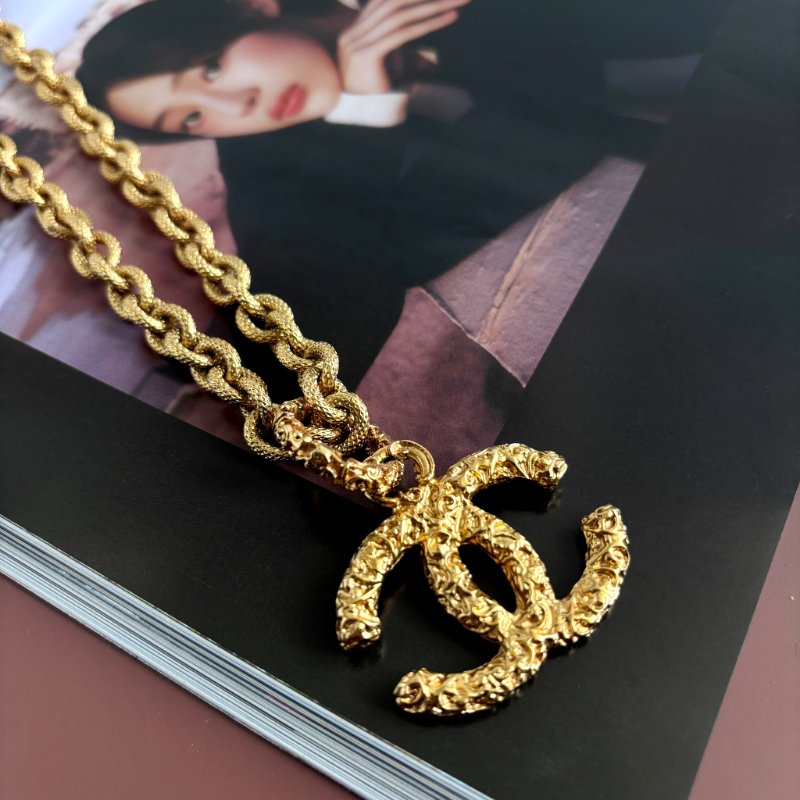 超甜價 收藏品割愛 ::CHANEL:: Vintage 24K Gold 熔岩項鍊-0