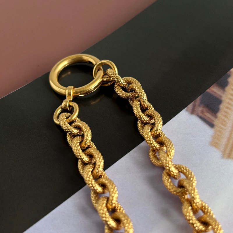 超甜價 收藏品割愛 ::CHANEL:: Vintage 24K Gold 熔岩項鍊-2