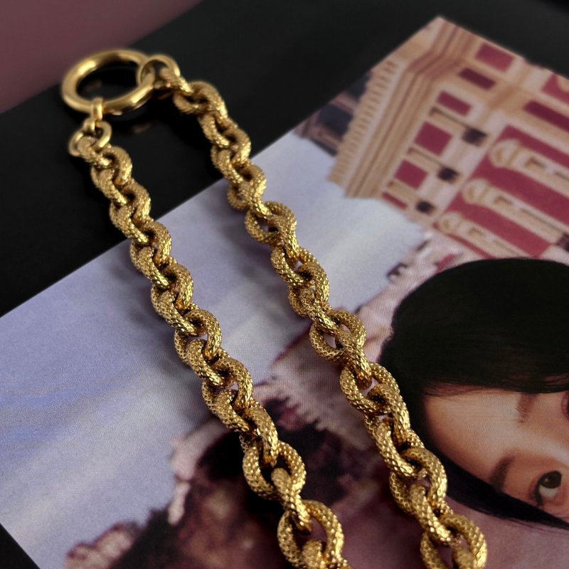 超甜價 收藏品割愛 ::CHANEL:: Vintage 24K Gold 熔岩項鍊-3