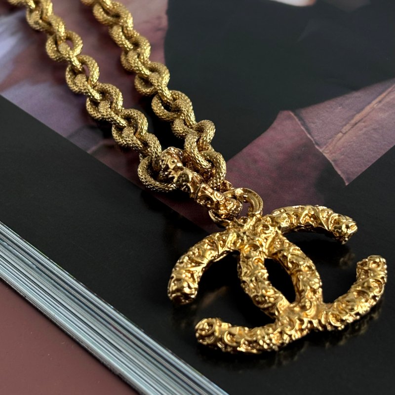 超甜價 收藏品割愛 ::CHANEL:: Vintage 24K Gold 熔岩項鍊-5