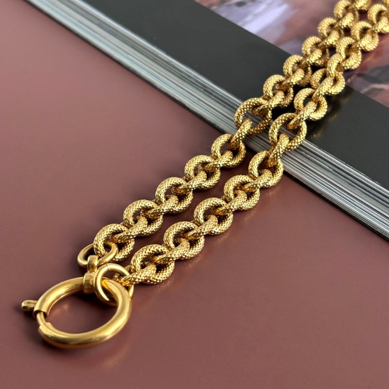 超甜價 收藏品割愛 ::CHANEL:: Vintage 24K Gold 熔岩項鍊-6