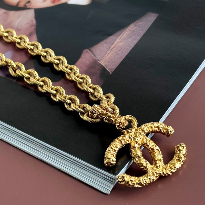超甜價 收藏品割愛 ::CHANEL:: Vintage 24K Gold 熔岩項鍊-7