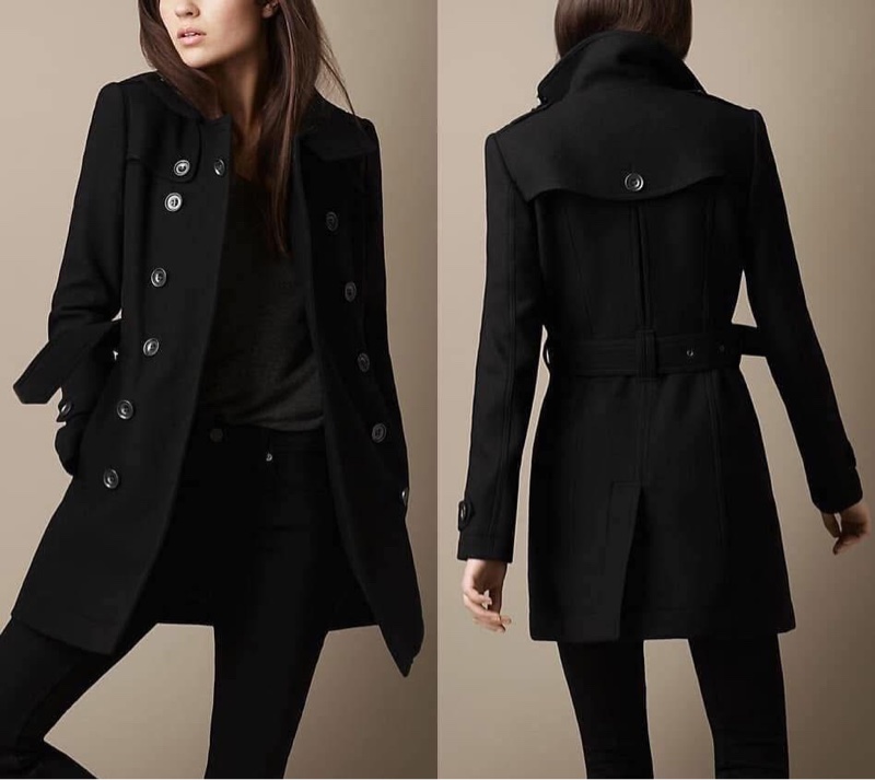 BURBERRY英國黑色羊毛大衣UK8-0