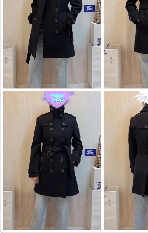 BURBERRY英國黑色羊毛大衣UK8-1