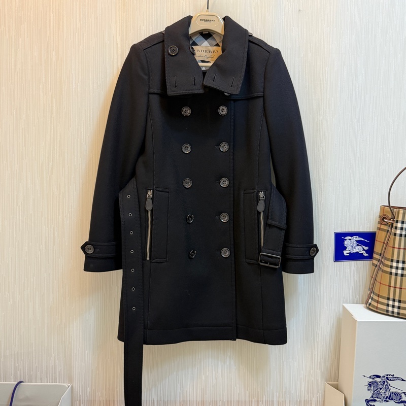 BURBERRY英國黑色羊毛大衣UK8-2