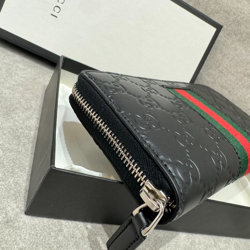 *SHIHNA名牌精品*GUCCI Web GG 黑色壓紋 綠紅綠織帶牛皮拉鍊長夾-2