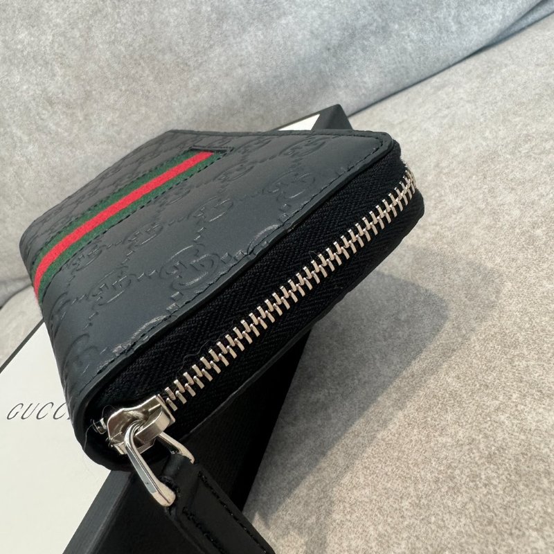 *SHIHNA名牌精品*GUCCI Web GG 黑色壓紋 綠紅綠織帶牛皮拉鍊長夾-4