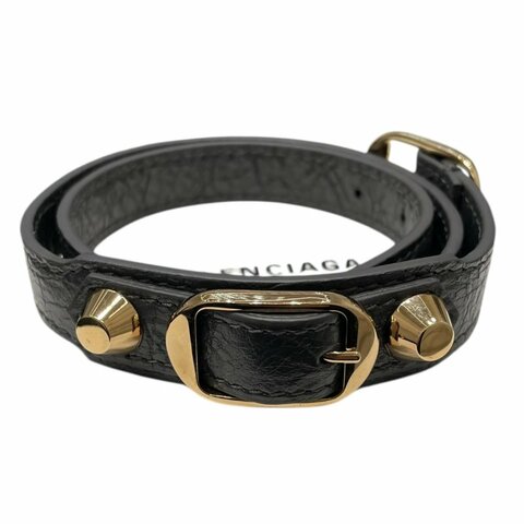 BALENCIAGA 巴黎世家 TRIPLE TOUR 三環皮手環 皮革 黑色 金釦