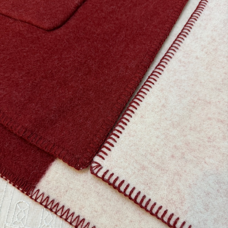 BURBERRY英國馬術騎士徽標羊毛毯式斗篷/樹莓紅ONE SIZE-7