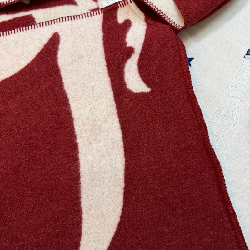 BURBERRY英國馬術騎士徽標羊毛毯式斗篷/樹莓紅ONE SIZE-8