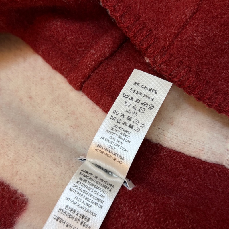 BURBERRY英國馬術騎士徽標羊毛毯式斗篷/樹莓紅ONE SIZE-12