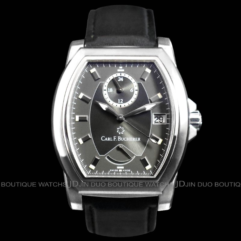 金鐸精品~W890 CARL F. BUCHERER 寶齊萊 柏拉維系列酒桶型儲能顯示自動上鍊男用腕錶-0