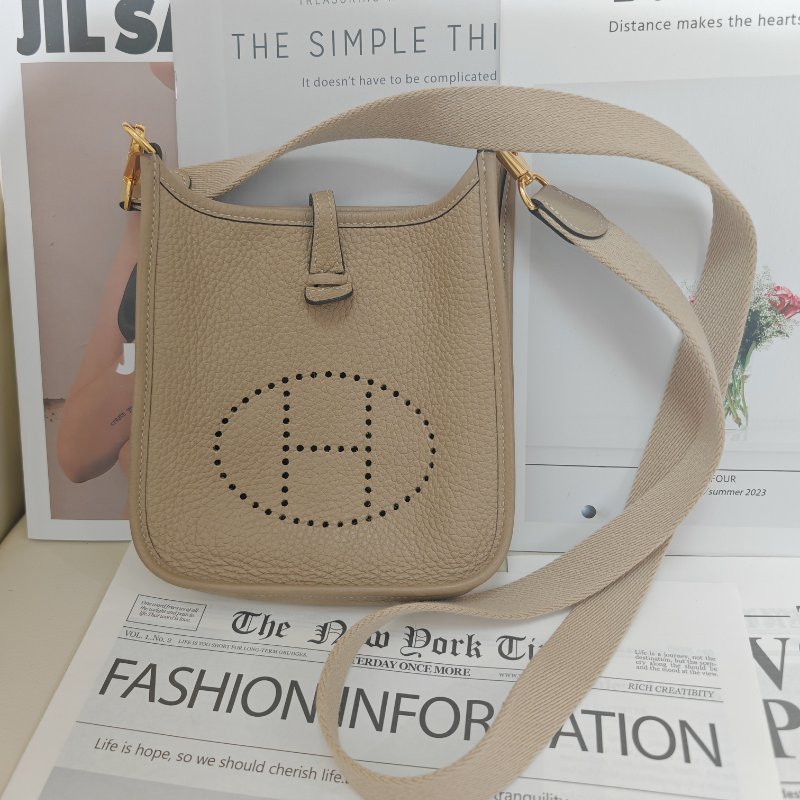 Hermès Mini Evelyne 風衣灰金扣 U刻 tc皮-0