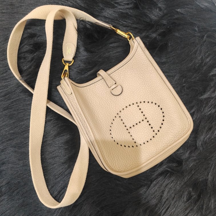 Hermès Mini Evelyne 風衣灰金扣 U刻 tc皮-1