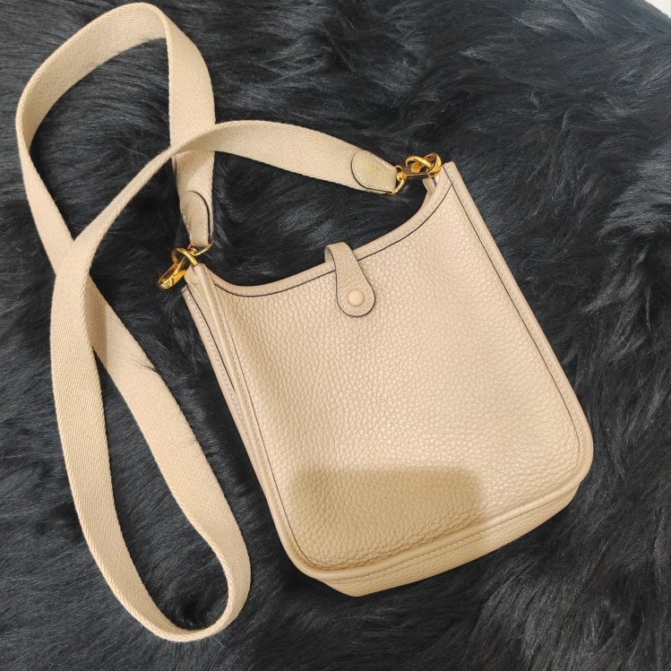 Hermès Mini Evelyne 風衣灰金扣 U刻 tc皮-2