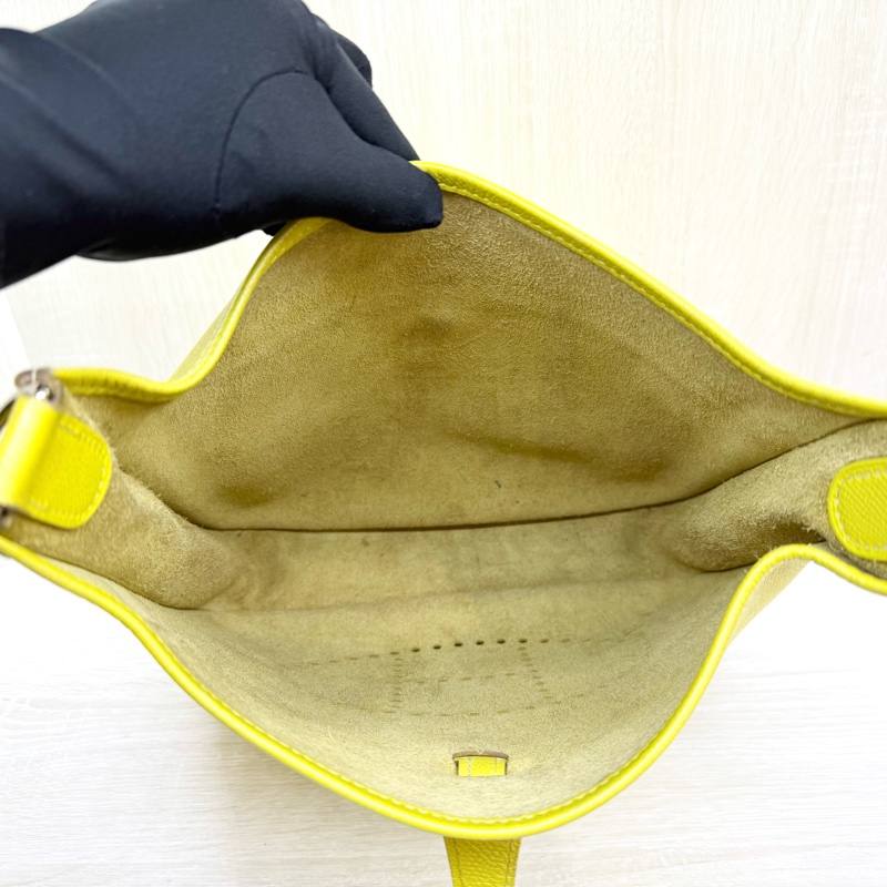 HERMES包包9R萊姆黃EPSOM皮銀釦Evelyne29cm-5