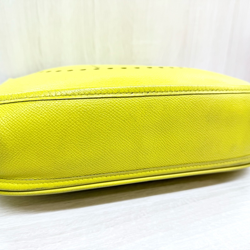HERMES包包9R萊姆黃EPSOM皮銀釦Evelyne29cm-6