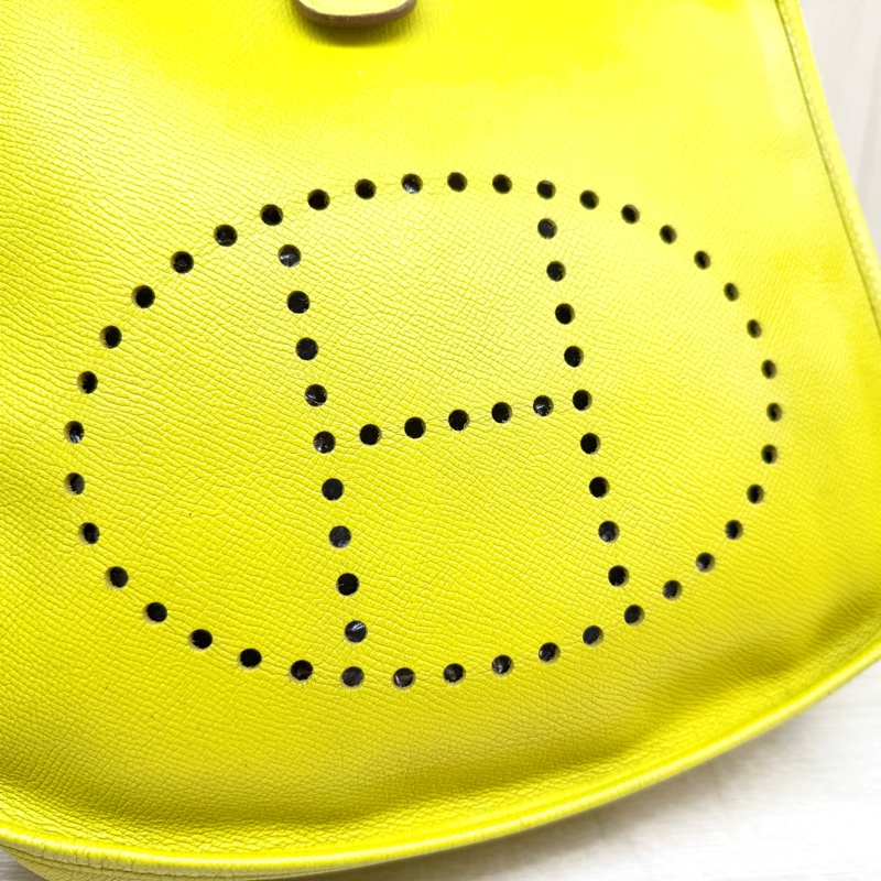 HERMES包包9R萊姆黃EPSOM皮銀釦Evelyne29cm-7