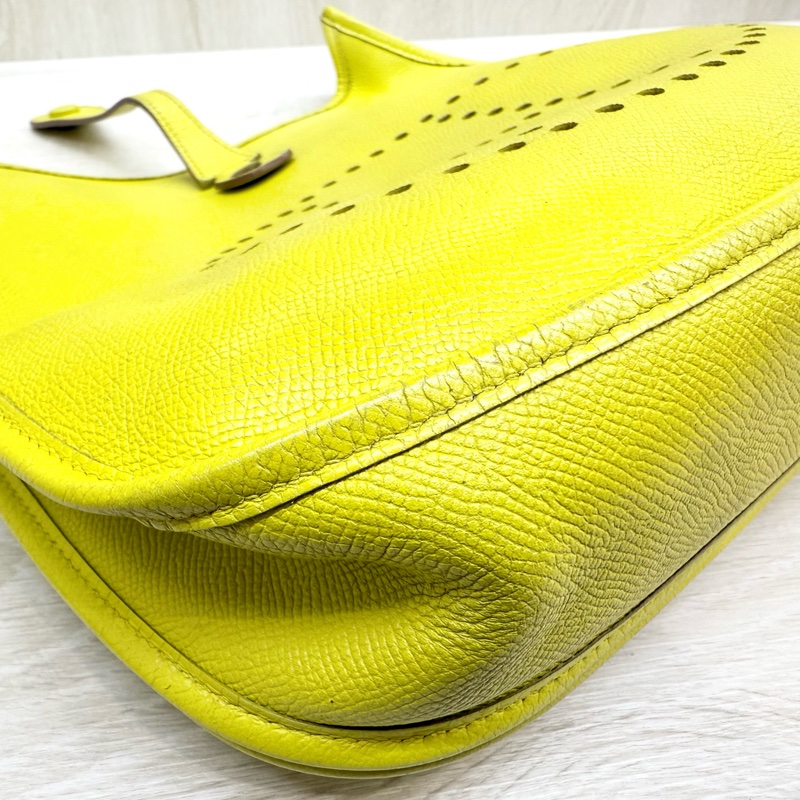 HERMES包包9R萊姆黃EPSOM皮銀釦Evelyne29cm-8