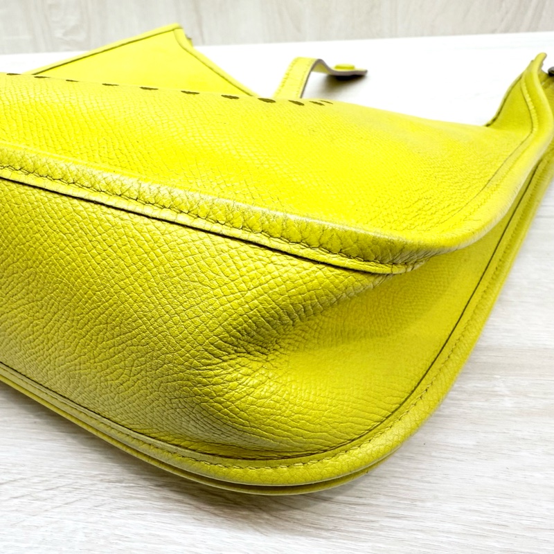 HERMES包包9R萊姆黃EPSOM皮銀釦Evelyne29cm-9
