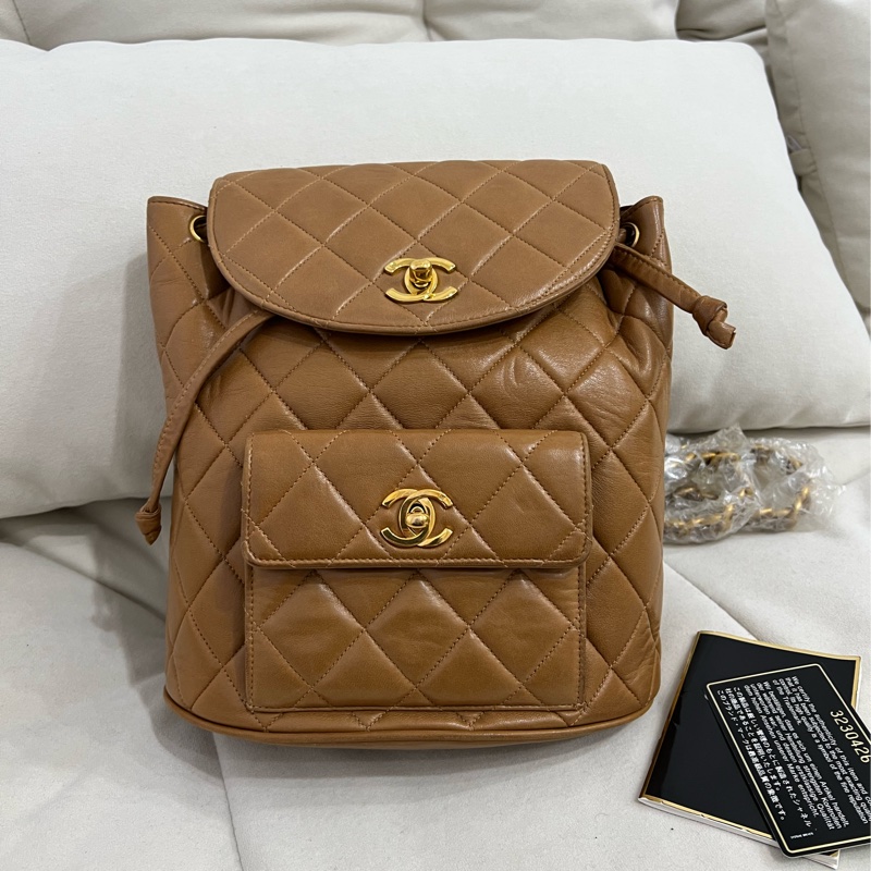 Chanel 香奈兒 古董 中古 Vintage Duma 後背包 雙肩包 焦糖色 Backpack-0