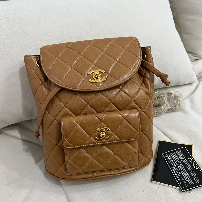 Chanel 香奈兒 古董 中古 Vintage Duma 後背包 雙肩包 焦糖色 Backpack-1