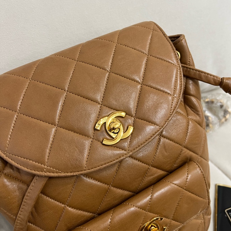 Chanel 香奈兒 古董 中古 Vintage Duma 後背包 雙肩包 焦糖色 Backpack-3