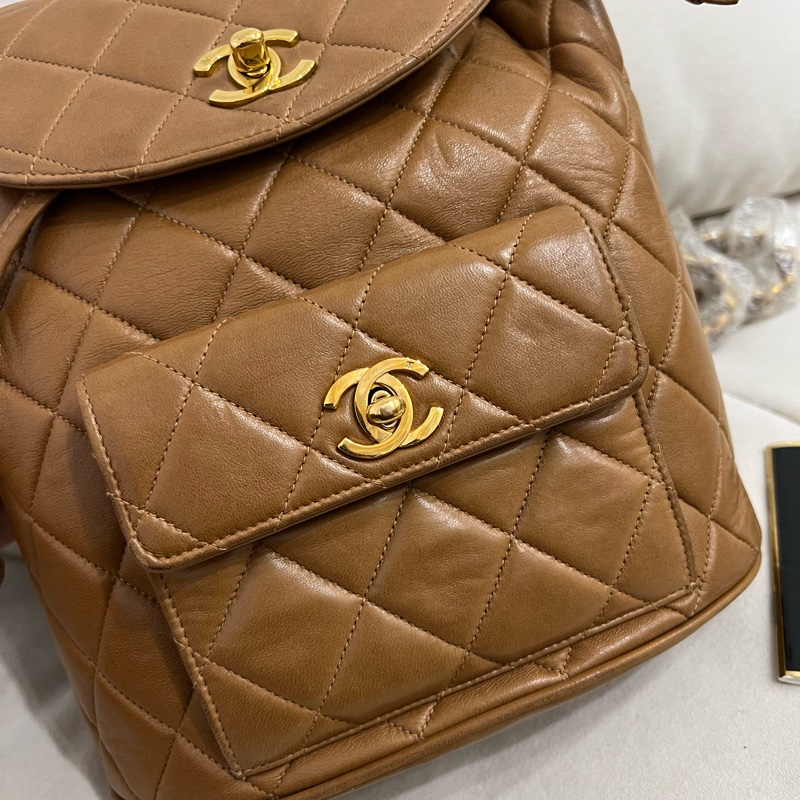 Chanel 香奈兒 古董 中古 Vintage Duma 後背包 雙肩包 焦糖色 Backpack-4