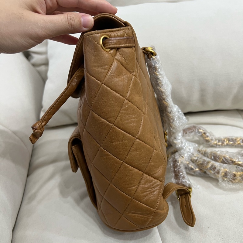 Chanel 香奈兒 古董 中古 Vintage Duma 後背包 雙肩包 焦糖色 Backpack-9