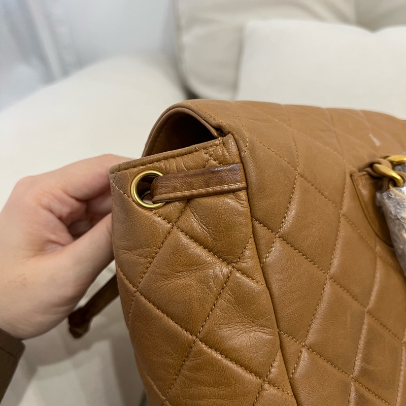 Chanel 香奈兒 古董 中古 Vintage Duma 後背包 雙肩包 焦糖色 Backpack-10