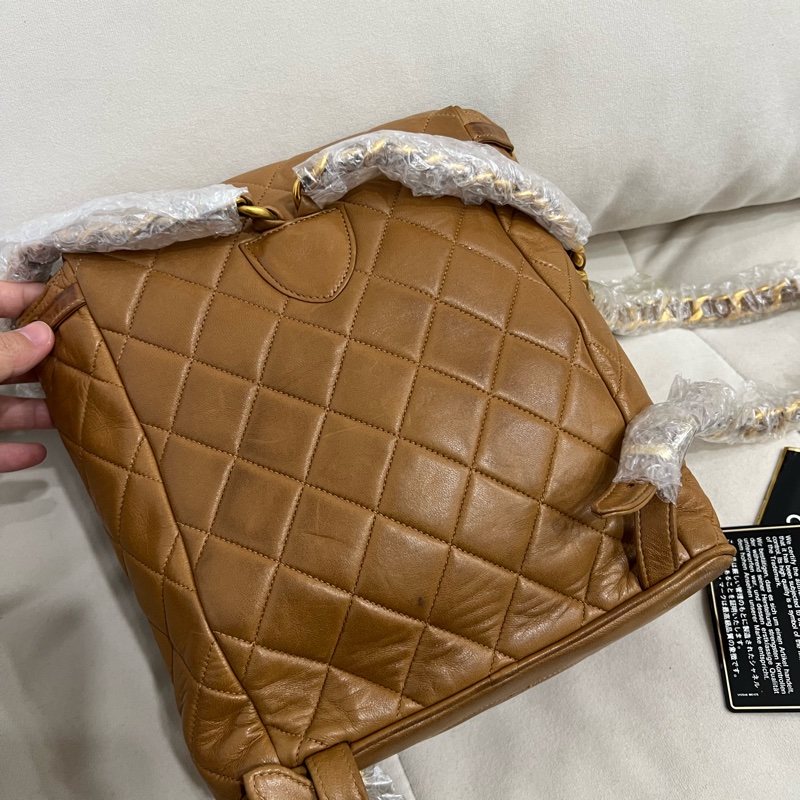 Chanel 香奈兒 古董 中古 Vintage Duma 後背包 雙肩包 焦糖色 Backpack-12