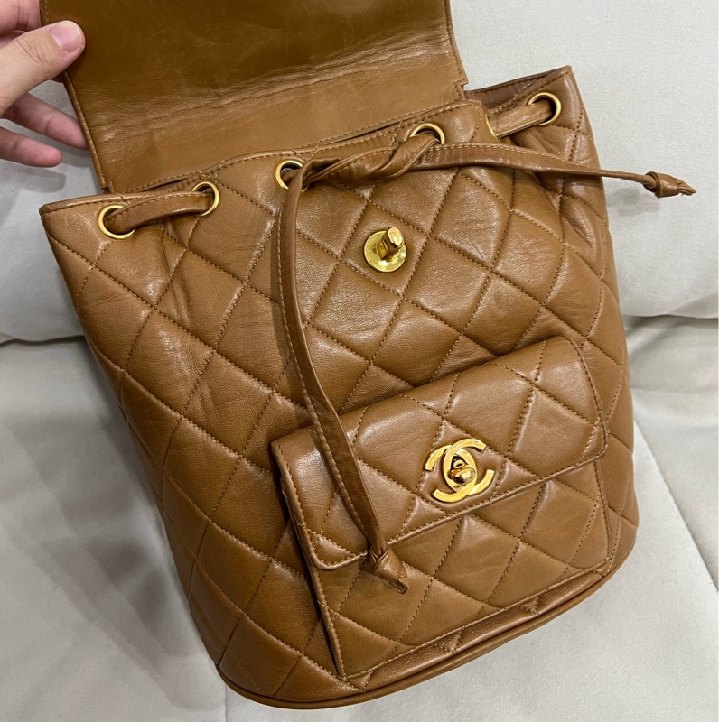 Chanel 香奈兒 古董 中古 Vintage Duma 後背包 雙肩包 焦糖色 Backpack-17