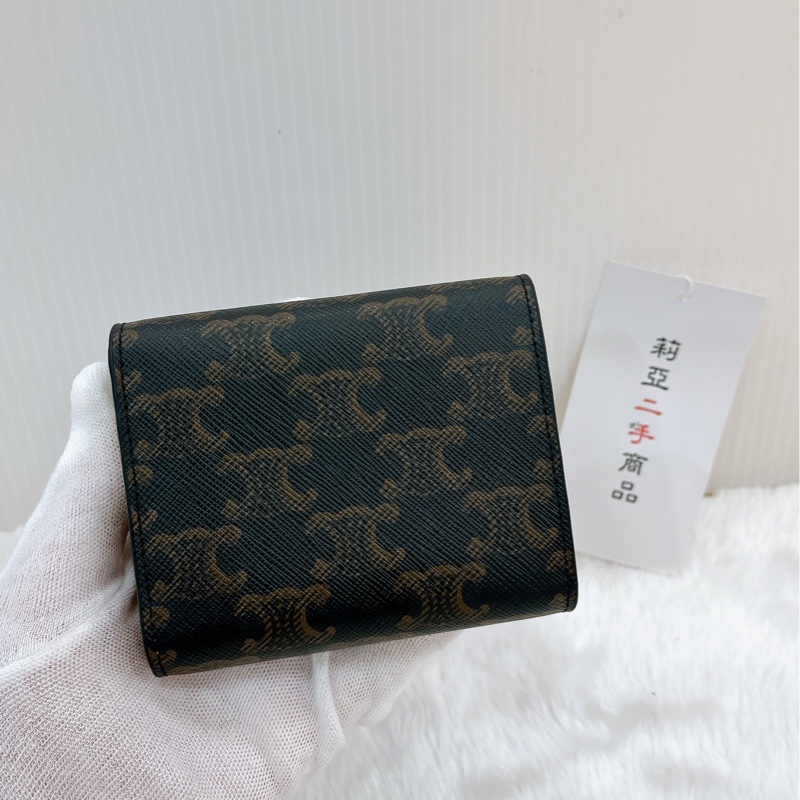 莉亞精品♡Celine 三折短夾 老花 二手-3