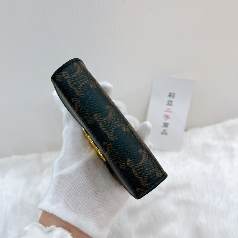莉亞精品♡Celine 三折短夾 老花 二手-6